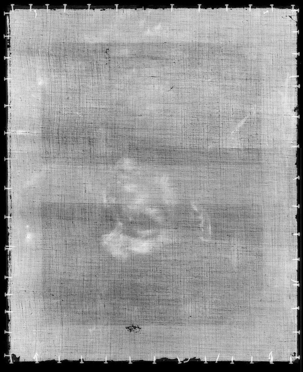 X-radiograph of Portrait of a Woman by Edgar Degas courtesy of National Gallery of Victoria, Melbourne