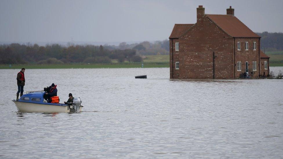 A flooded farm in Lincolnshire