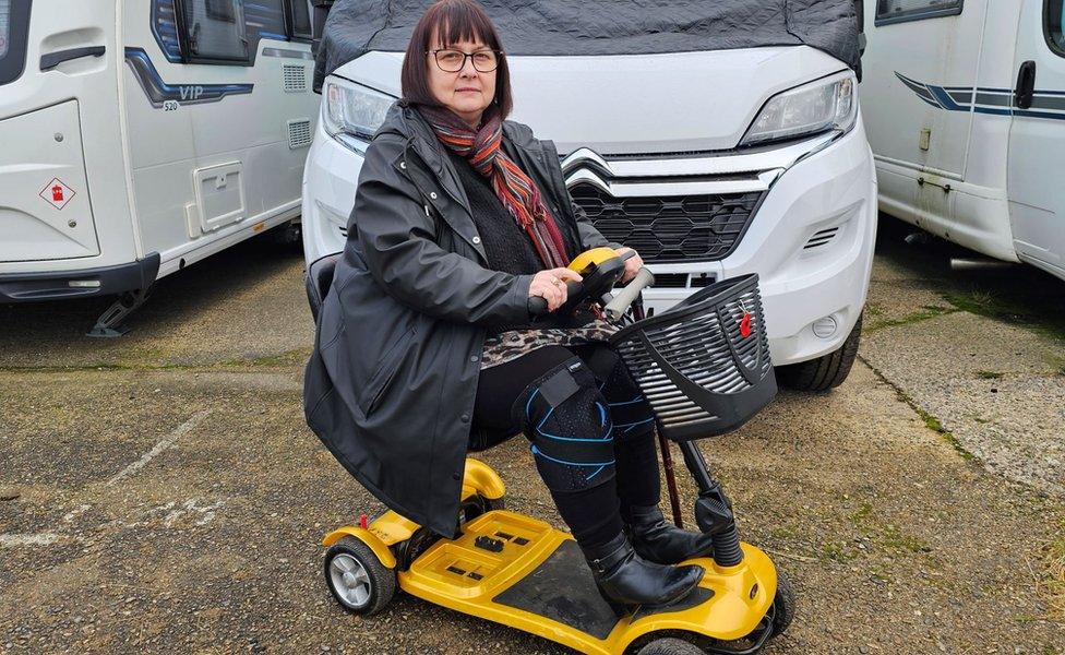 Nicola Davis on her mobility scooter