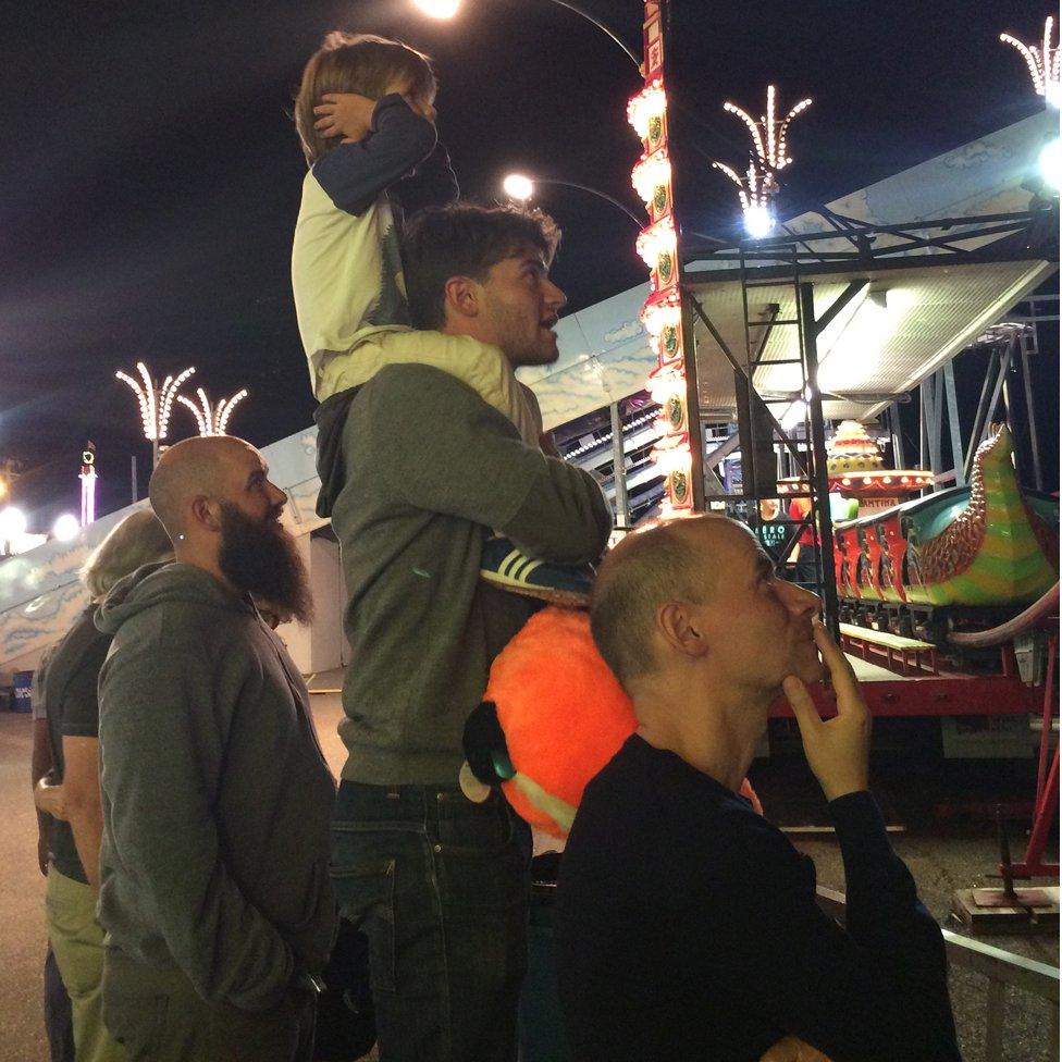Family members watching fireworks