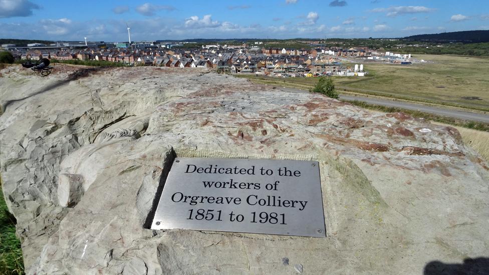 A plaque reads "Dedicated to the workers of Orgreave Colliery 1865-1981"