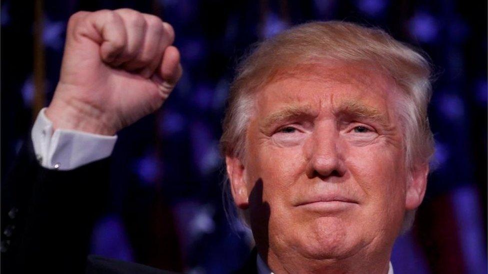 U.S. President-elect Donald Trump speaks at his election night rally in Manhattan, New York, U.S., November 9, 2016.