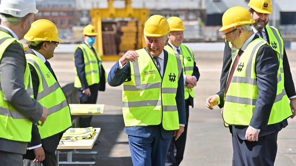 Prince Charles visits Harland & Wolff shipyard in Belfast on 18 May 2021