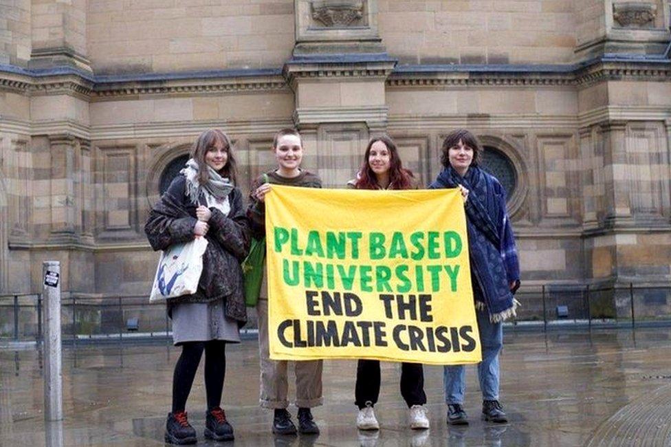 Student campaigners outside McEwan Hall