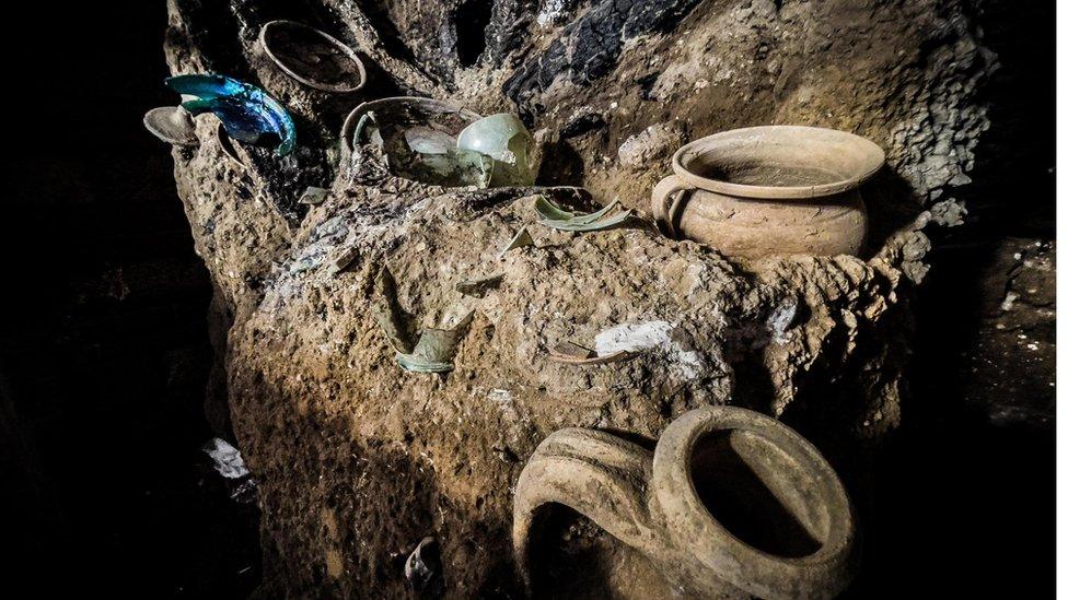 Contents of a cupboard found in a house in Pompeii