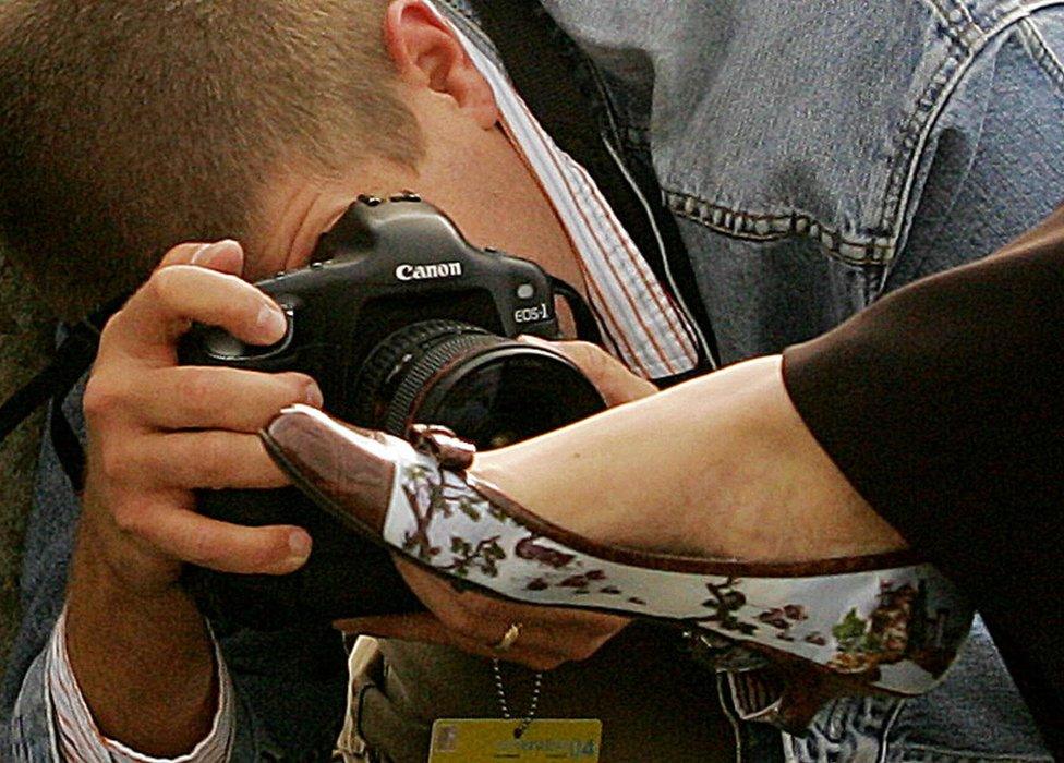 Theresa May's shoe photographed at 2004 Conservative conference