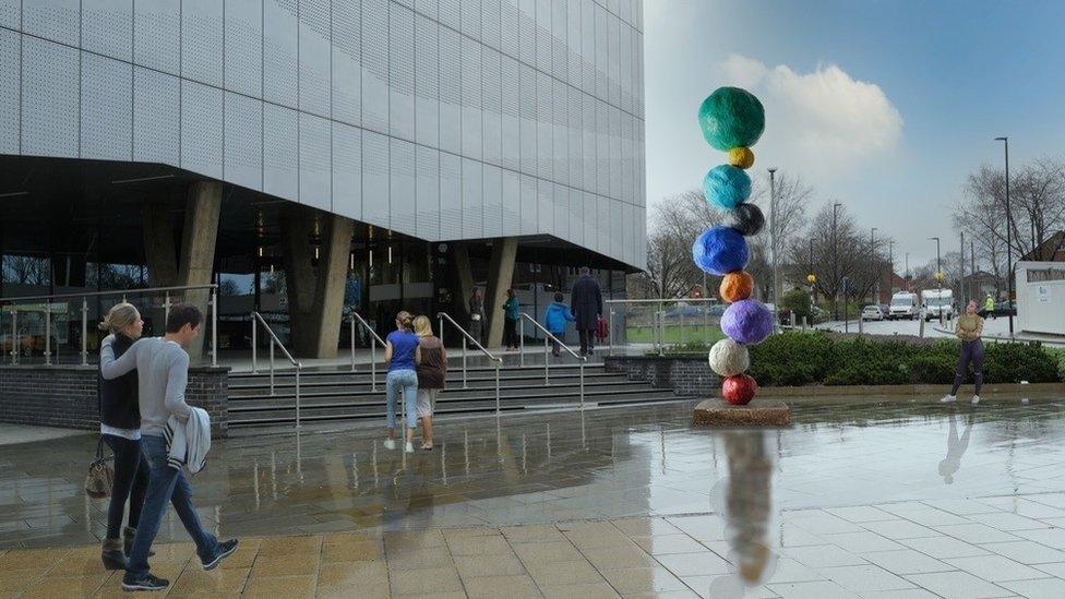 Artist impression of the sculptures outside West Yorkshire History Centre