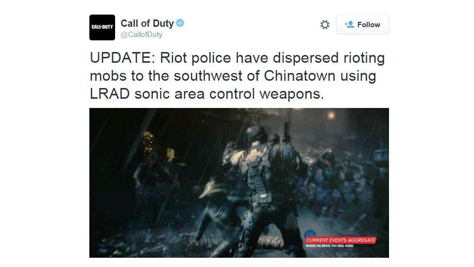 A tweet carried by Call of Duty's Twitter account