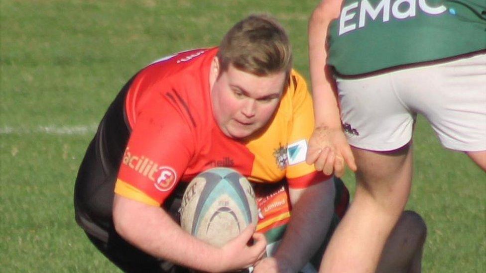 Connor Ellerton playing rugby