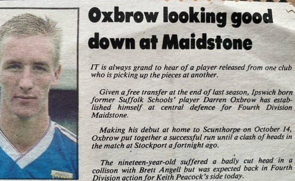 Newspaper cutting about Oxbrow's progress at Maidstone