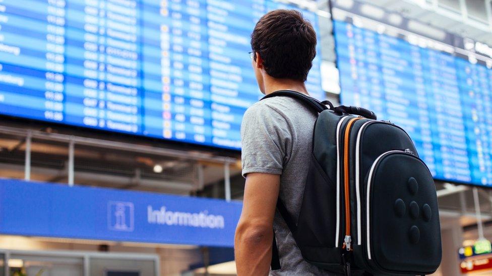 Airport departures board