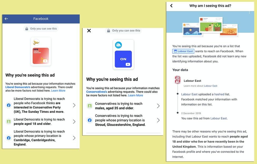 Facebook targeting information sent in by the public