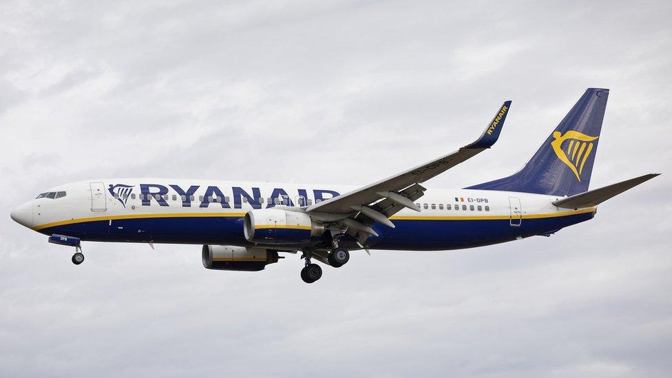 Ryanair flight at Newcastle