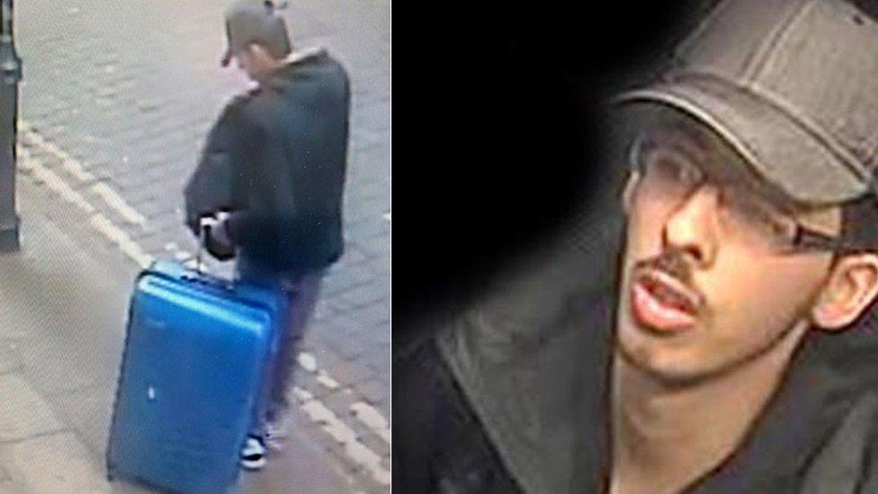 Salman Abedi with a blue suitcase