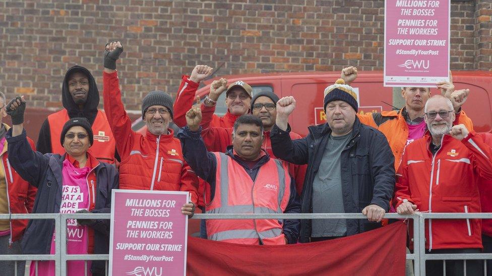 Royal Mail workers on a strike picket line in September 2022