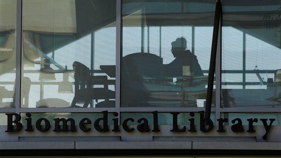 student in University of California San Diego biomedical library