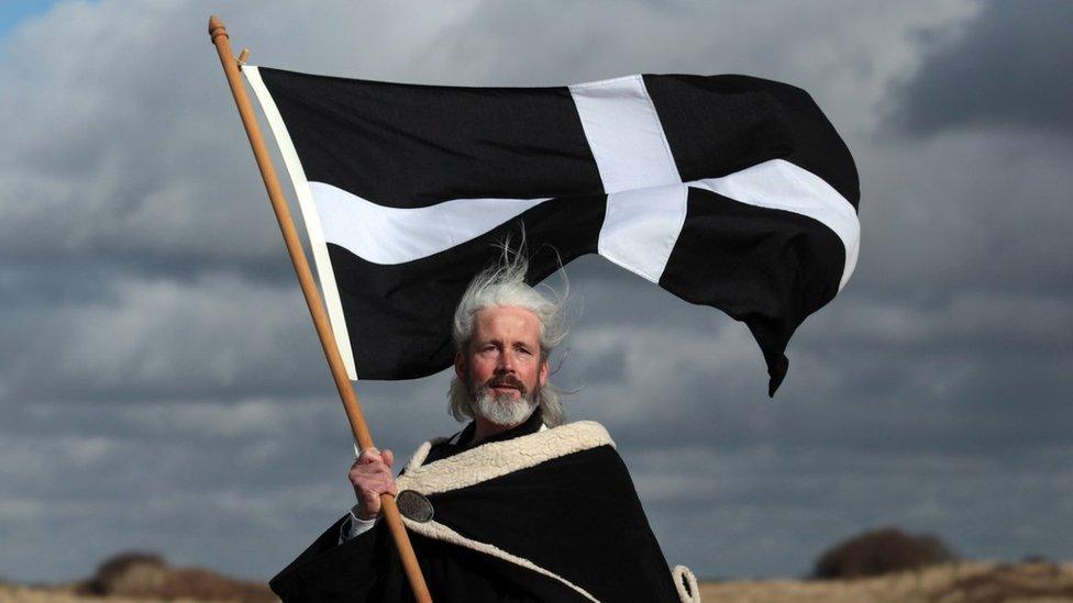 Colin Retallick plays the role of St Piran during the annual processional play to celebrate St Piran in 2012