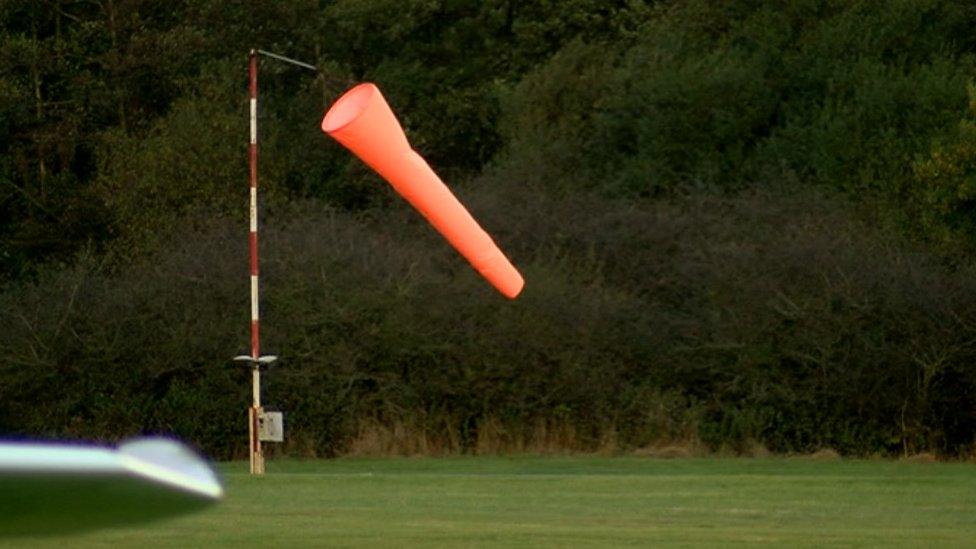 A windsock at Redhill aerodrome