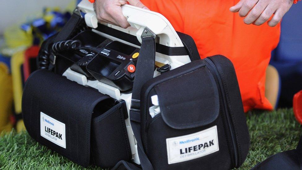 Close up photo of a defibrillator similar to the one used to save Ross Cornwell's life