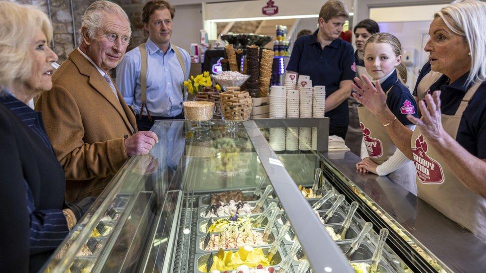 The Royal couple visiting an ice cream parlour in Malton