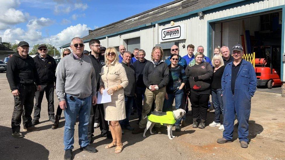 A group shot with business owners from the Lydney Industrial Estate