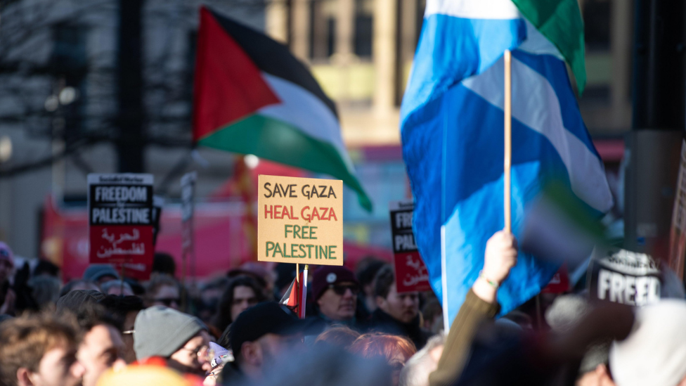 Protesters also gathered in George Square in Glasgow