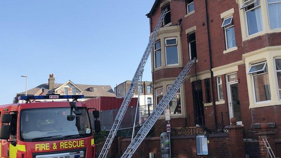 Fire engine at house fire