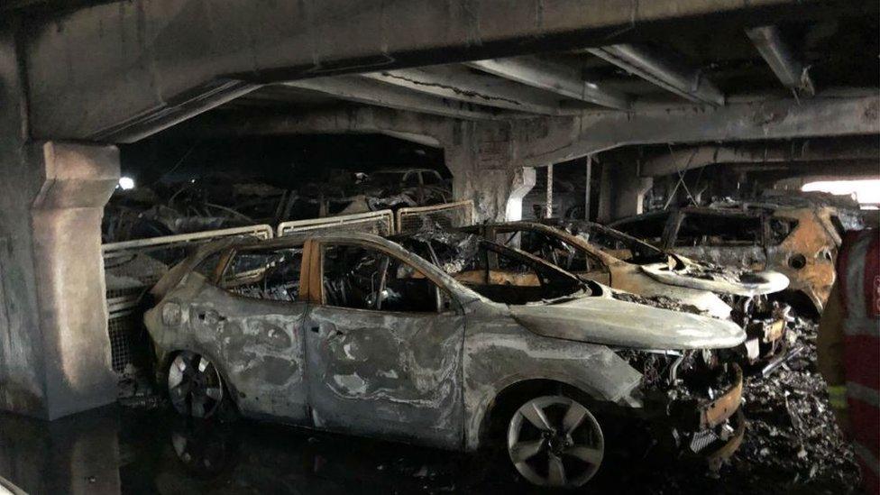 Vehicles destroyed by fire