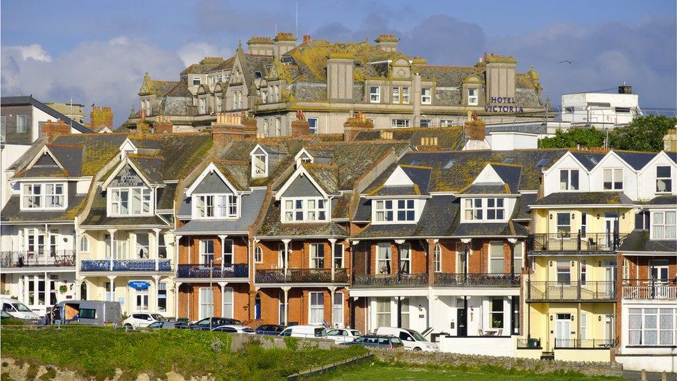 Row of houses in Newquay Cornwall