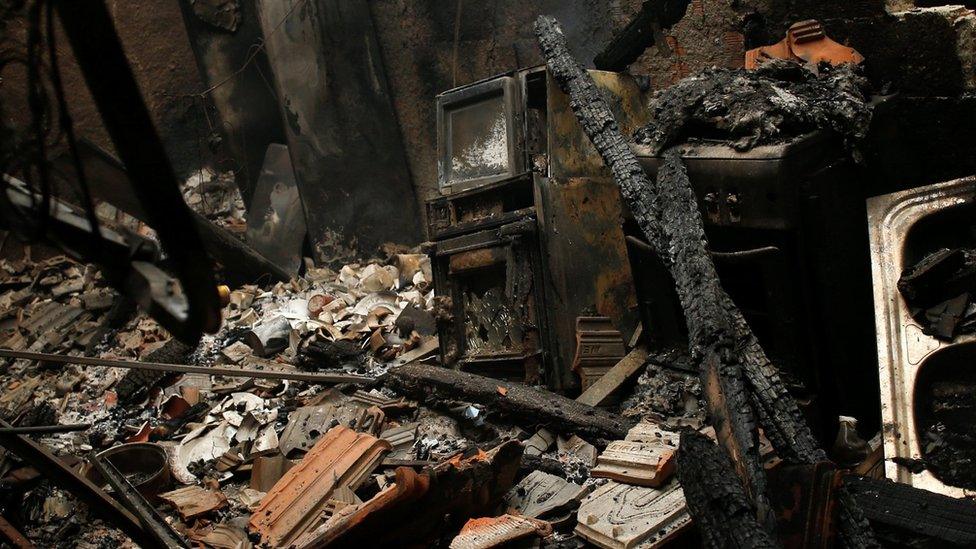 A burnt house is seen following a forest fire in Vila Nova, near Vouzela, Portugal 16/10/2017