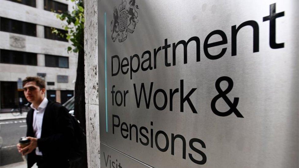 Department for Work and Pensions sign