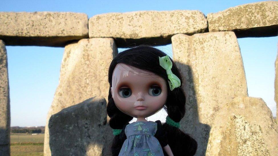 Blythe doll at Stonehenge