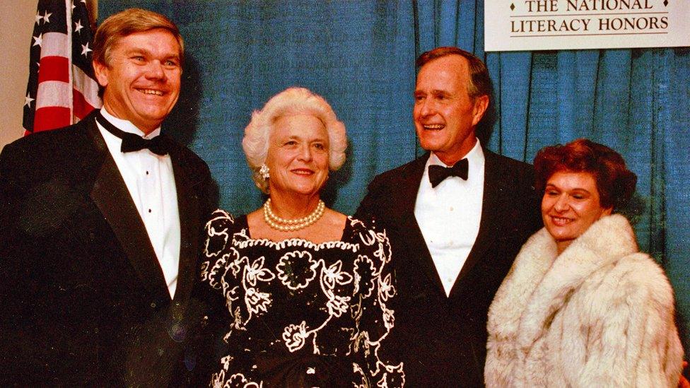 John Corcoran and his wife with Barbara and George Bush