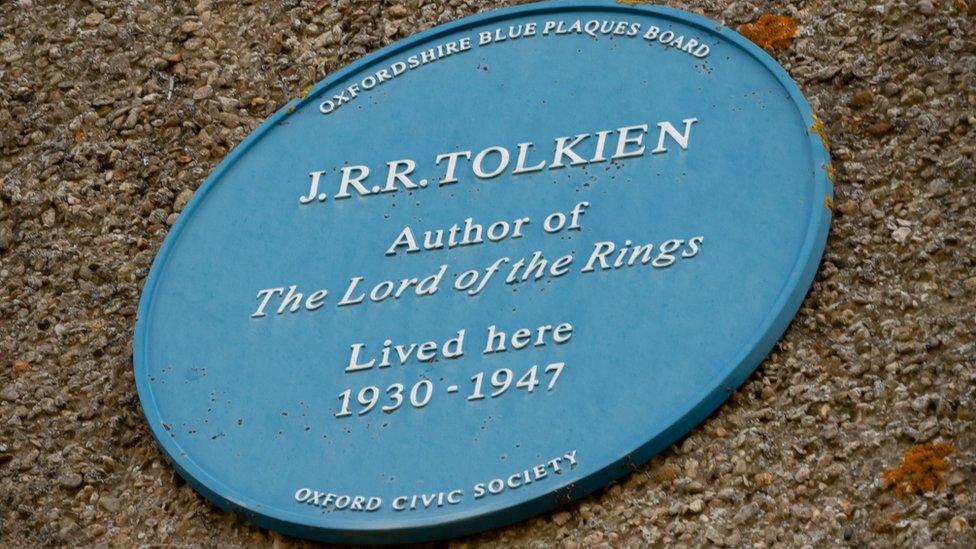 Blue plaque at Tolkien house