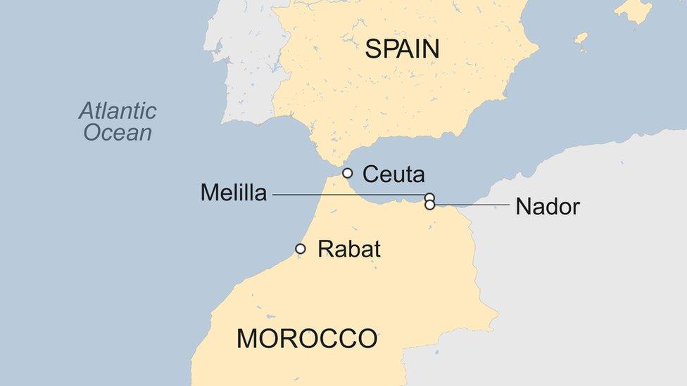 Map of Ceuta and Melilla