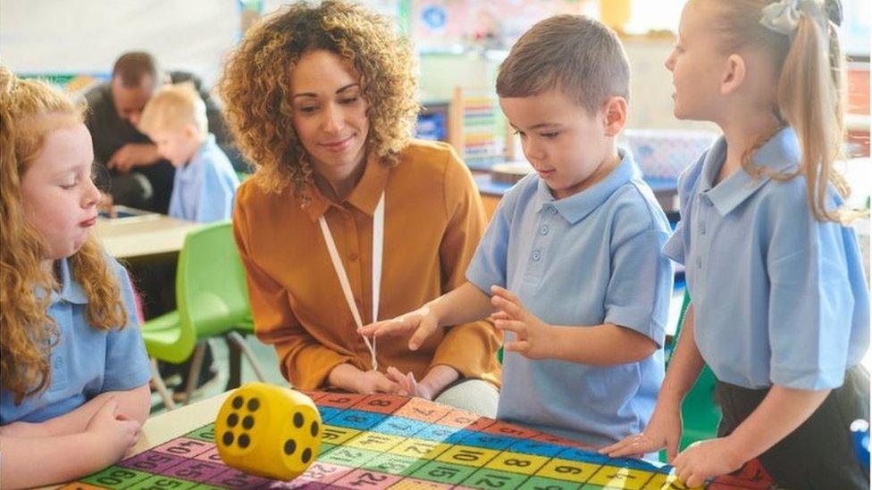 Children in a classroom with teacher