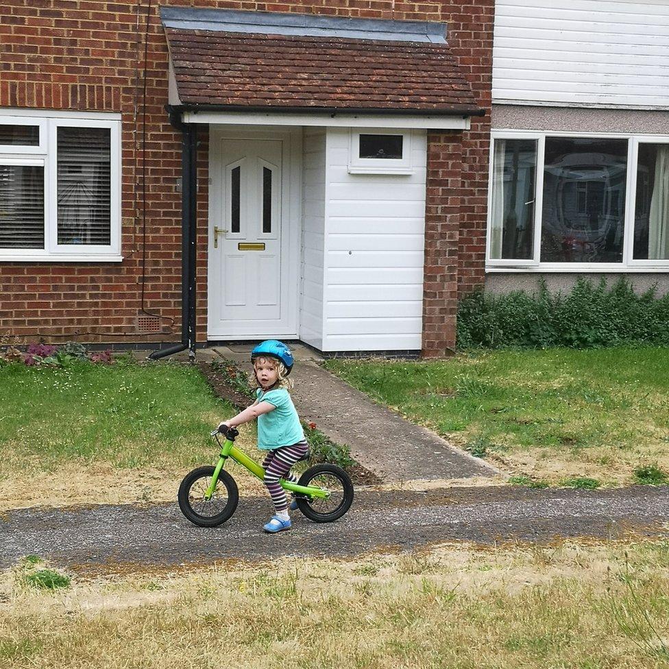 Laura Tarver's daughter on her bike.