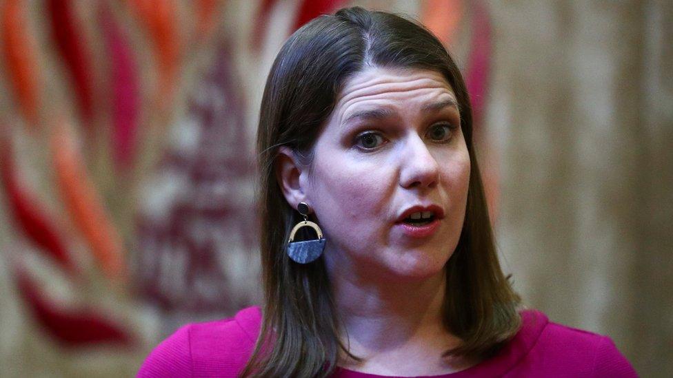 Jo Swinson speaks during a visit to Cardiff United Synagogue on 29 November, 2019.