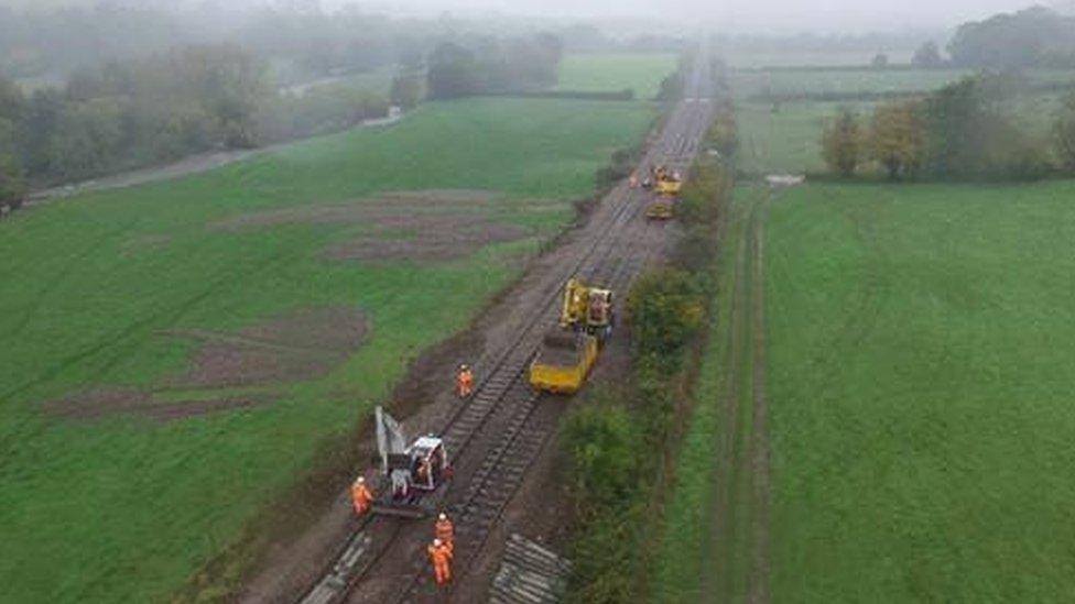 Repair work to the Abergavenny to Hereford railway line