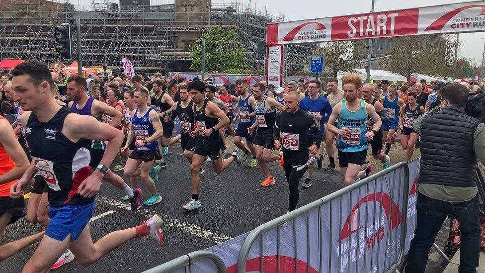 Runners set off from the start line for one of the Sunderland runs