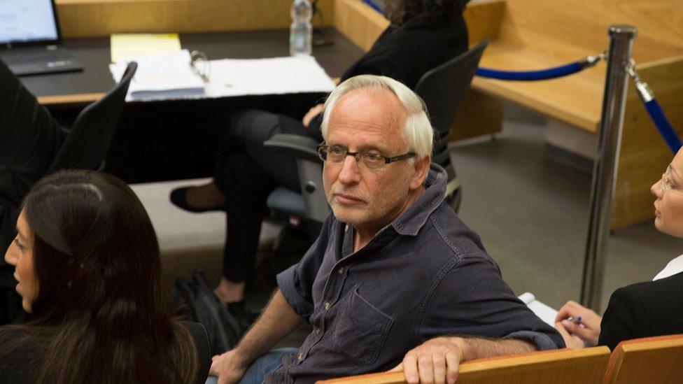 Israeli journalist Igal Sarna sits in the Tel Aviv Magistrates Court, Israel, 14 March 2017