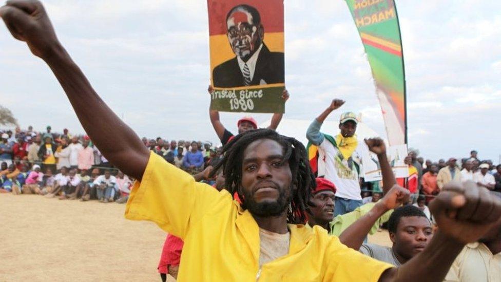 A supporter of President Mugabe in Bindura