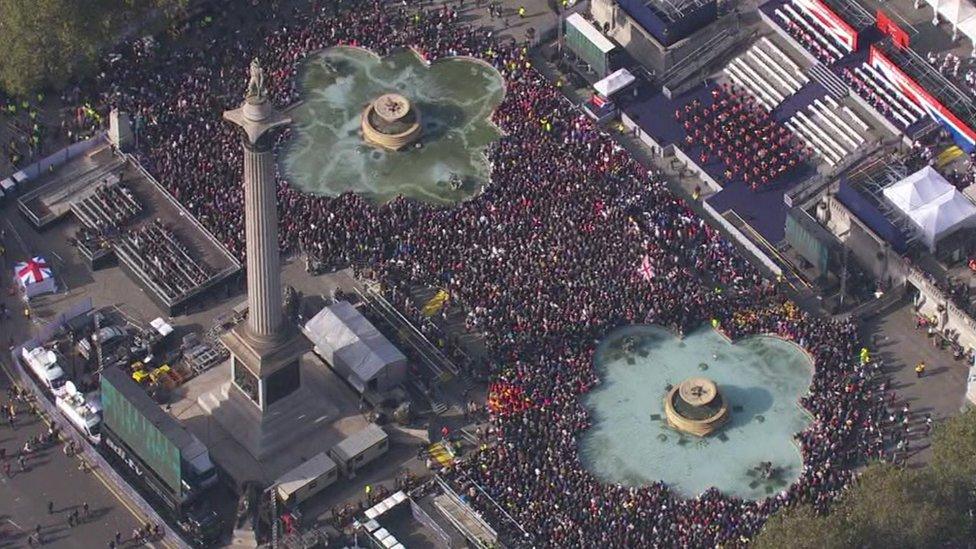 Aerial of Trafalgar Sqaure