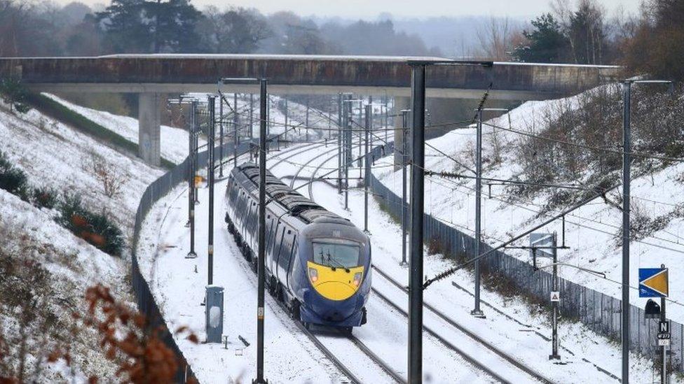 A train passes through Ashford in Kent