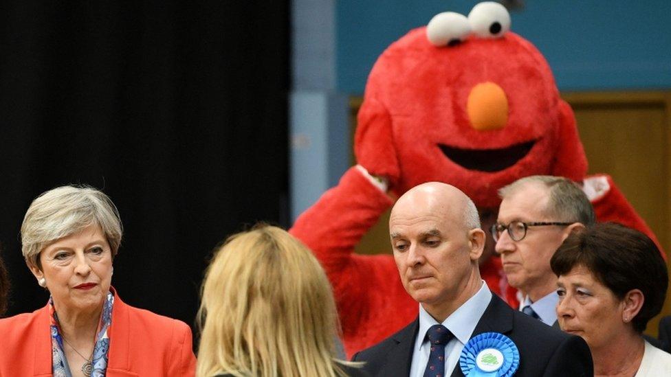 Theresa May and Elmo