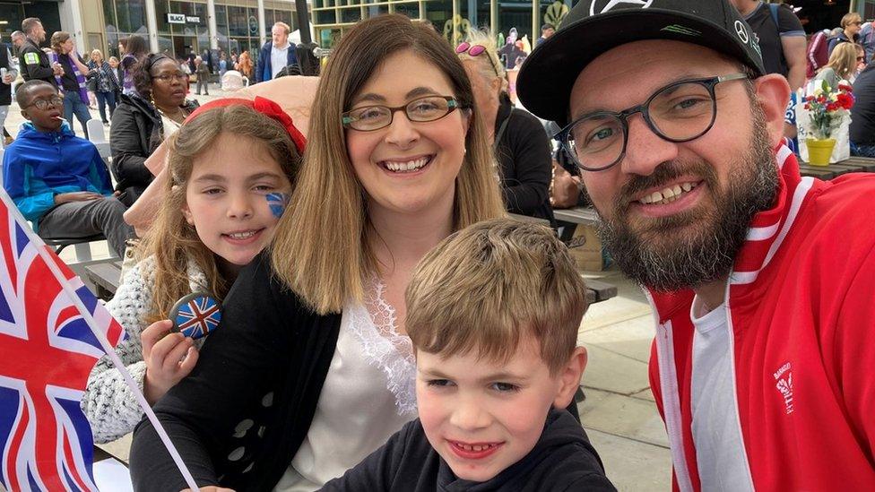 A family joining the celebrations in Barnsley