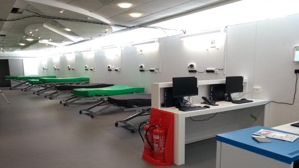 Inside the hospital, beds are ready to take in the first patients