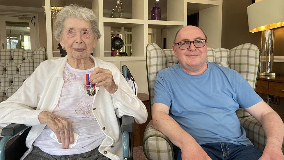 Evelyn Hillier with her son John Blackwell