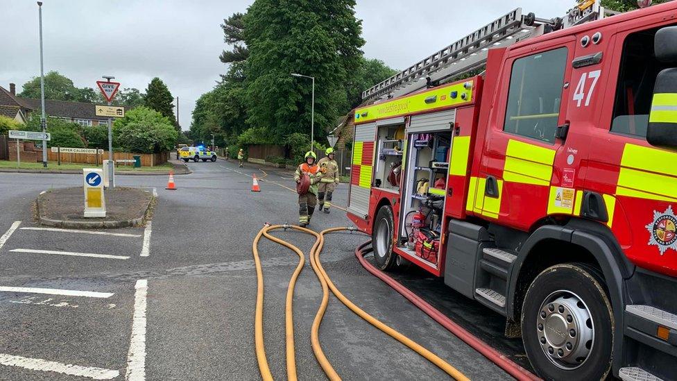 Bedfordshire Fire and Rescue attend ignited mains gas leak in Upper Caldecote