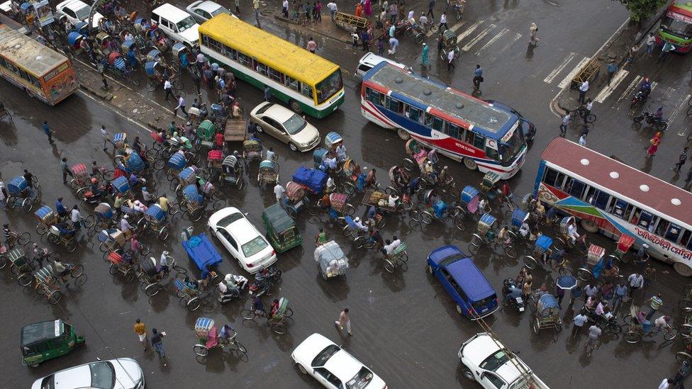 Ariel view of Dhaka street